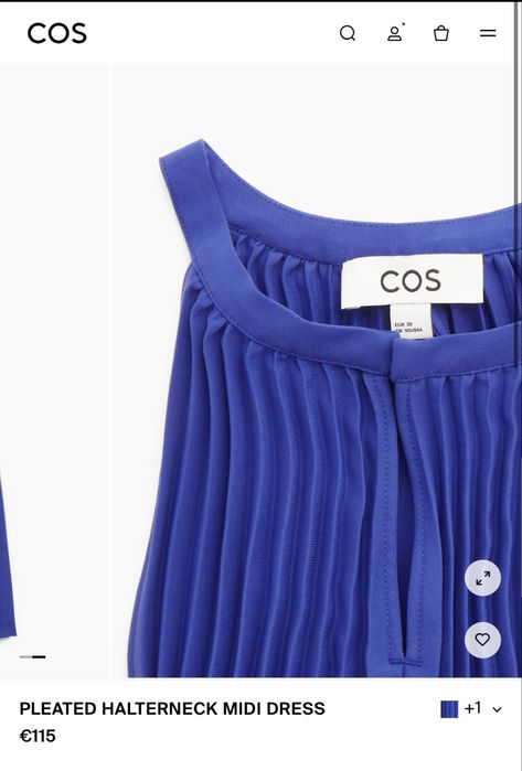 Рокля COS синя плисе