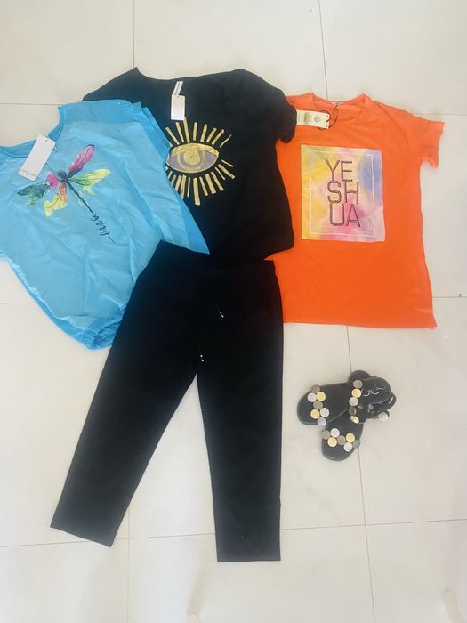 Tricou bluze pantaloni marime L sandale 38
