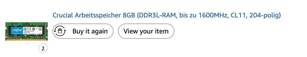 Crucial Arbeitsspeicher 8GB (DDR3L-RAM, bis zu 160OMHZ, CL11, 204-polig)