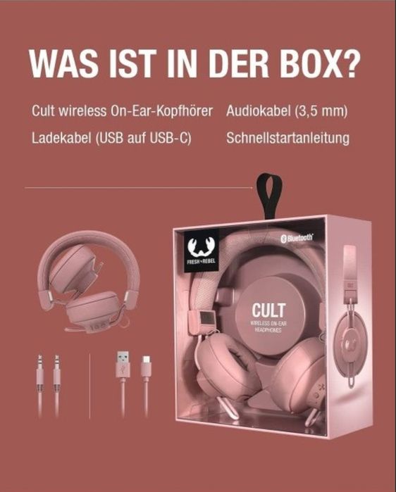 Casti On-Ear Fresh 'n Rebel Cult, Bluetooth, Autonomie 20 ore,Ruby Red