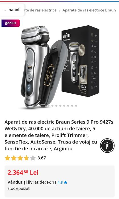 Aparat de ras Braun Series 9 Pro + stație
