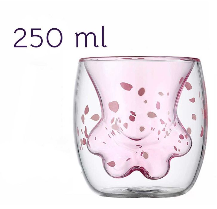 Термоустойчиви чаши лапа с двойно дъно за кафе, чай, капучино 250 мл