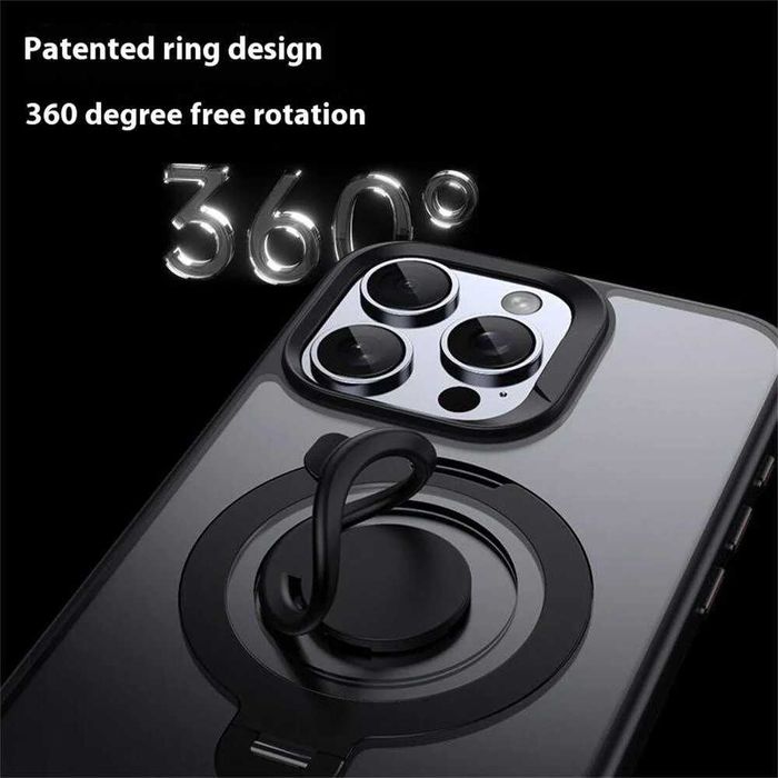 Husa iPhone 13 Pro Max CUBZ Matte Kickstand Ring MagSafe Black