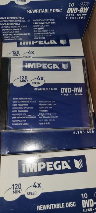 Discuri DVD-RW Impega (10 buc/cutie) ReWritable,4.7 GB 120 min