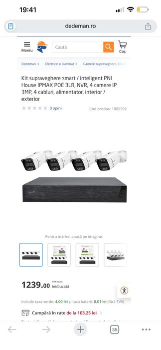 Sistem supraveghere complet PNY 4 camere luat vedere detectie faciala