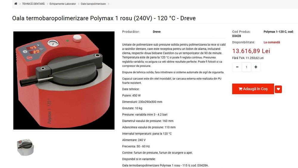 Oala barometrica Polimax 1 Dreve Dentamid  laborator tehnica dentara