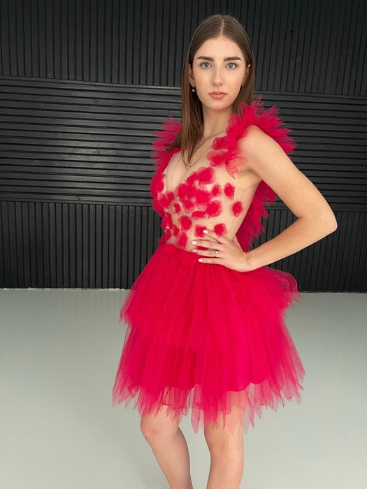 Rochie tulle cu floricele create manual