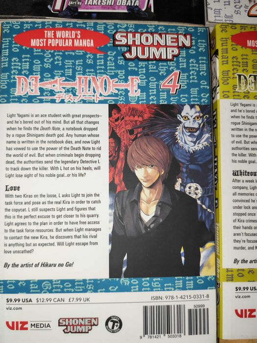 Volumele 1–6 din Death Note (ediția standard în limba engleză, Viz Media).l