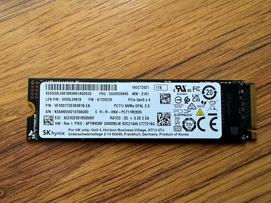 1000GB 1TB SSD NVMe 100% Health Hynix PC611 OPAL 2280 Gen 3 x4 PCIe