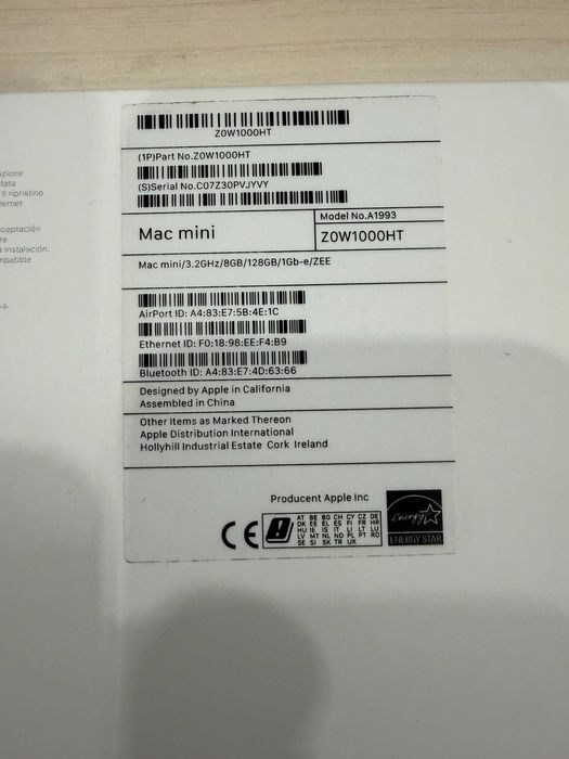 Mac Mini 2018 I7 3,2 Ghz