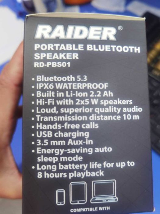 Преносима BlueTooth Тонколона Raider RD-PBS01