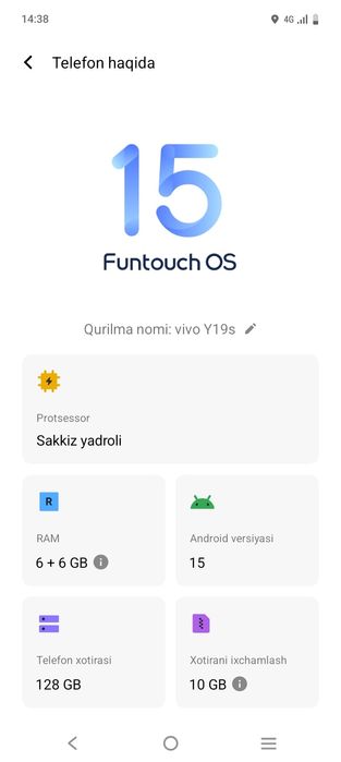 Vivo Y19 S NOmi xolati yaxshi idealI