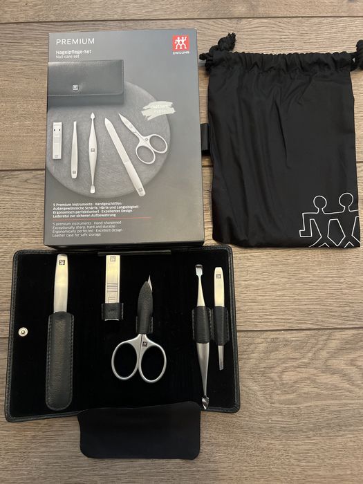 Zwilling Set Accesorii 3,4,5 piese manichiură Twinox etui piele neagra