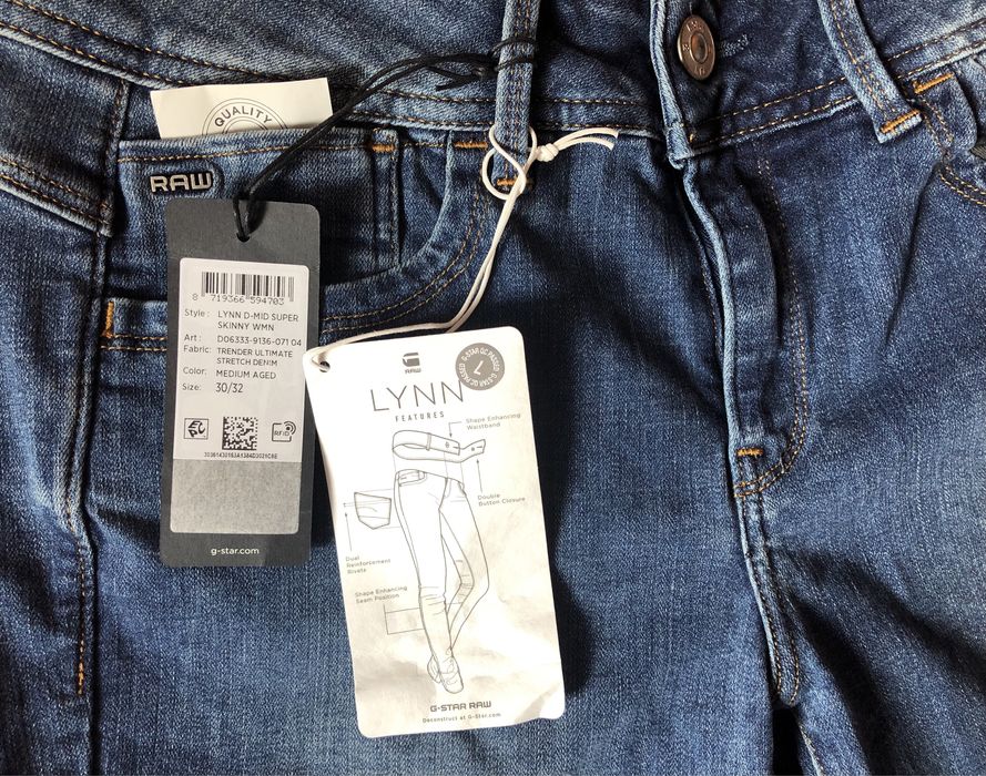 G-Star RAW Lynn D-Mid Waist Super Skinny Jeans дамски дънки 28-29