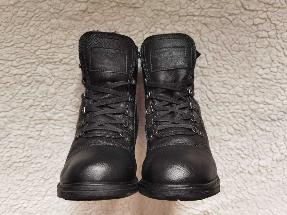 Ghete negre imblanite dama Mustang bocanci negri fete piele