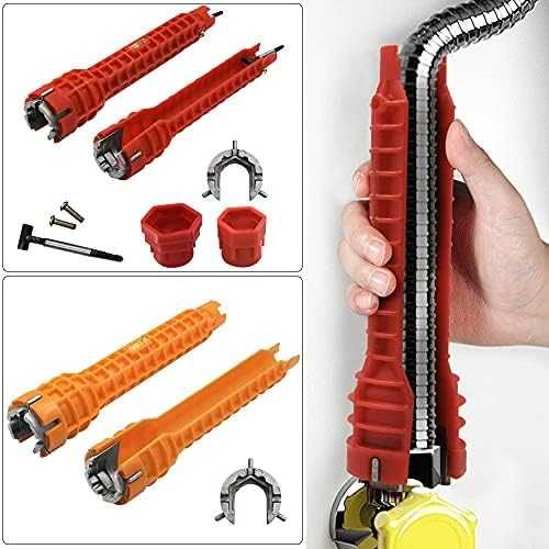 Перфектен Гаечен водопроводен тръбен ключ 8 в 1 с нивелир на него