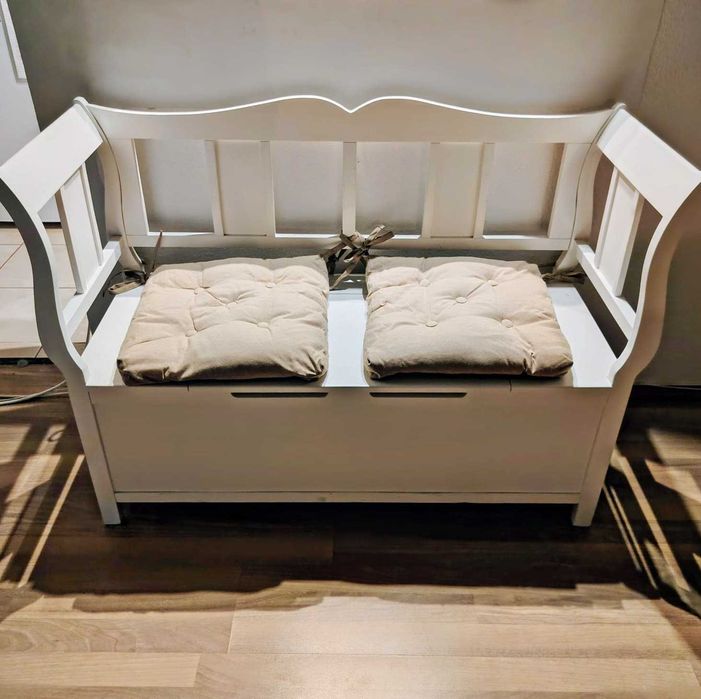 Bancă Alba Hol / Dormitor cu ladă depozitare – Model JELLING