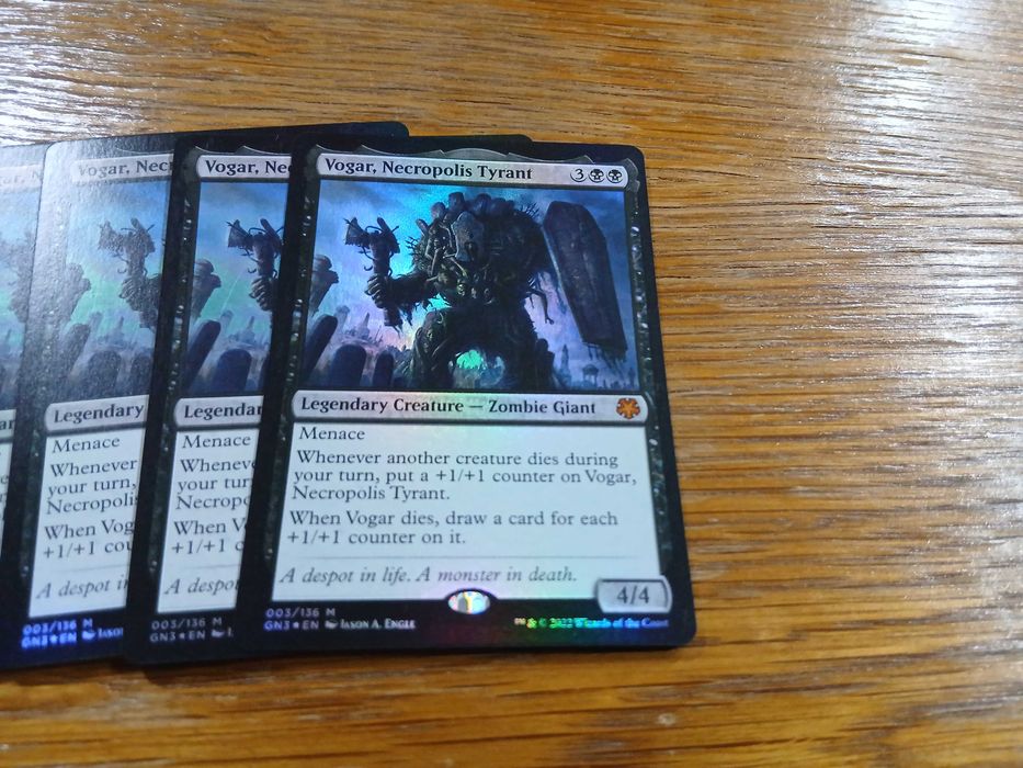 set 4 carti joc Vogar, Necropolis Tyrant (GN3) pt Magic The Gathering