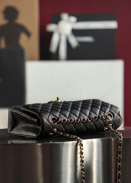Geanta Chanel classic flap 25cm piele caviar, tip Premium