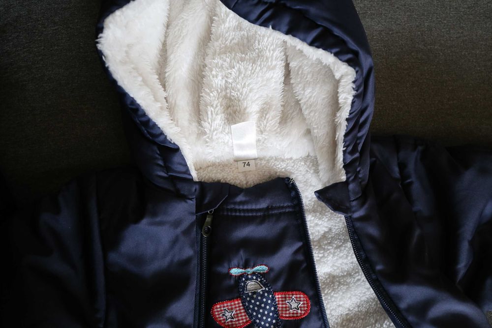 Космонавт бебешки тъмносин със самолет размер 74- 6-9 месеца