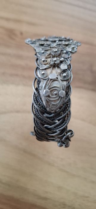 Лот много стара сребърна гривна и наушници