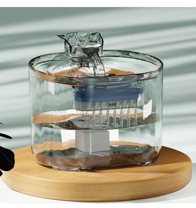 Fântână apa pisici/câini, 2.2L, Transparenta