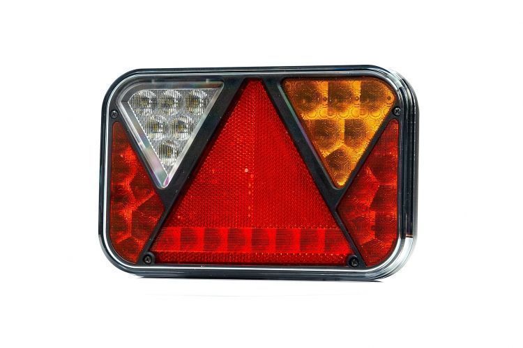 Stop lampa spate cu LED 12/24V, 200x130x50mm montare surub cu spatiu 150mm, cablu 1m; cu indicator led; cu lumini nr inmatriculare; cu triunghi