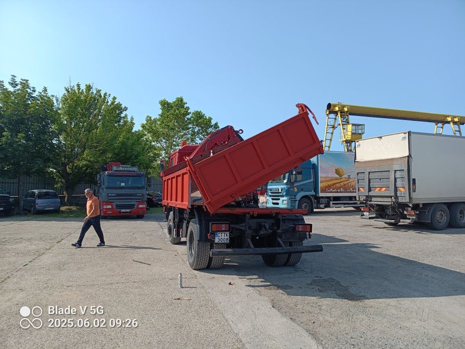 MAN 19422 4x4 тристранен самосвал с кран