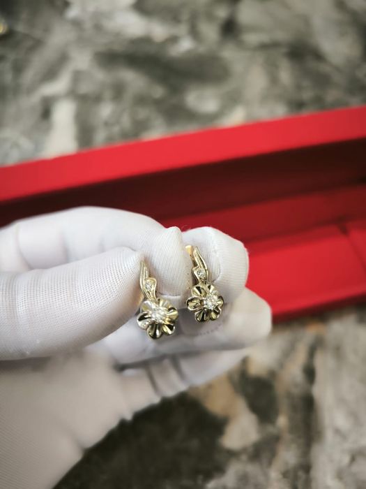 Золотые серьги с бриллиантами, 583 СССР