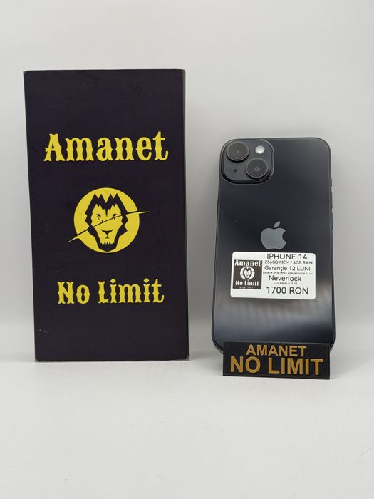 iPhone 14 Black 256GB Baterie 84% Full Box  Garantie 12 Luni.