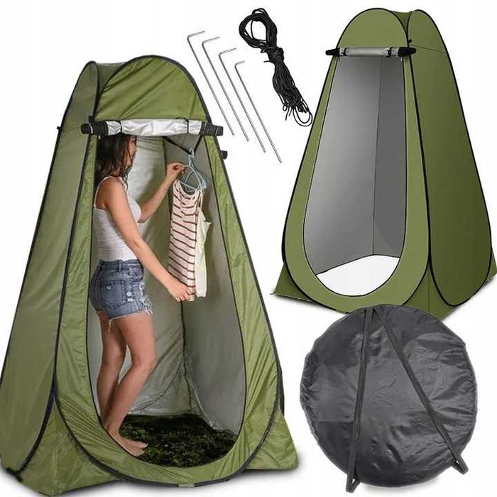 Cort camping pentru dus, toaleta Zola, verde - 120x120x190cm