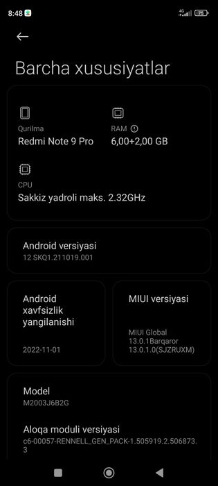 Redmi 9 pro tel yaxshi xolatda