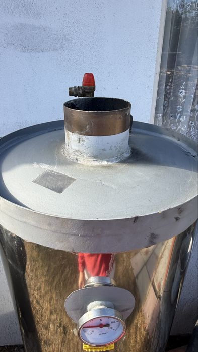 Boiler inox de baie cu focar pe lemne