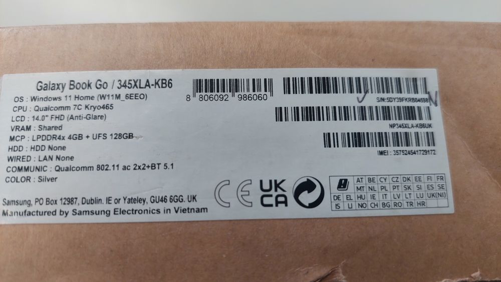 Преносим Компютър Samsung Galaxy Book Go 345XLA-KB6