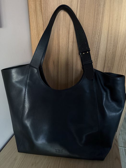 Чанта Pinko Tote Classic Belt Nero - Antique Gold