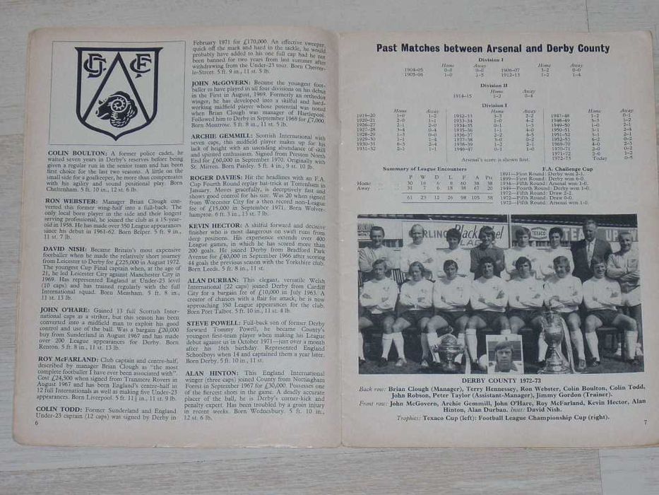 Арсенал Лондон оригинални футболни програми сезони 1971/72 до 1979/80