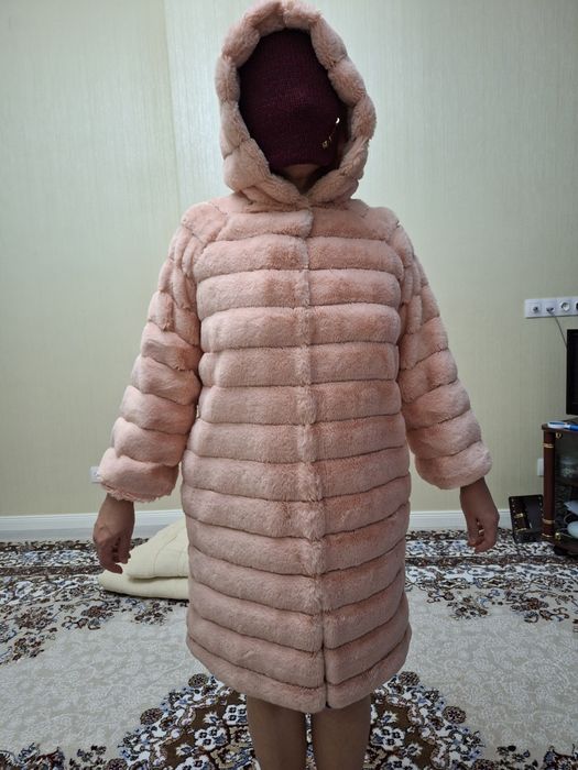 Шуба эко мех розовая