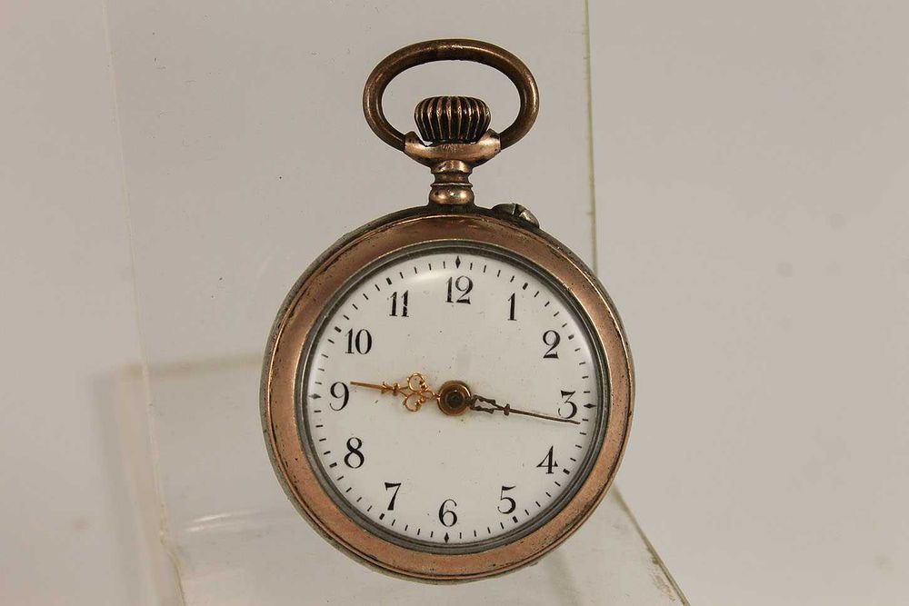 Сребро С Позлата Дамски Сребърен Джобен Часовник Цилиндър 19 Век