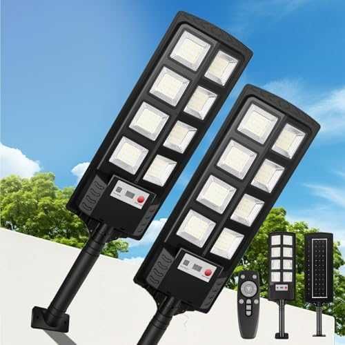 Нови Соларни външни лампи 2 броя 6500K PIR сензор дистанционно за двор