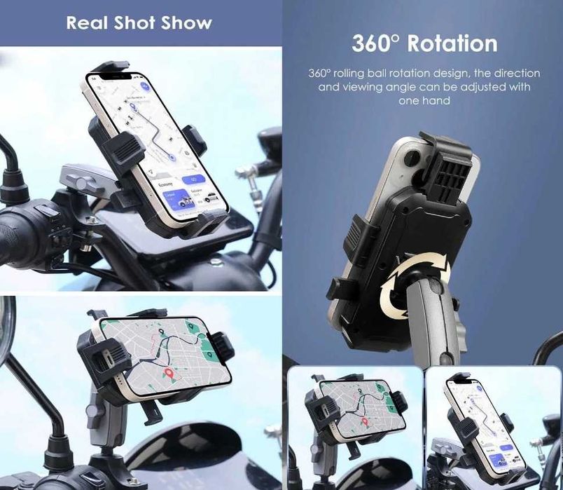 Стойка за телефон - 360 градуса подходяща за велосипед, мотор, скутер