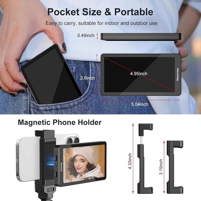 Mонитор за селфита и стрийминг 4K 30fps Жично 1080P Безжично Записване