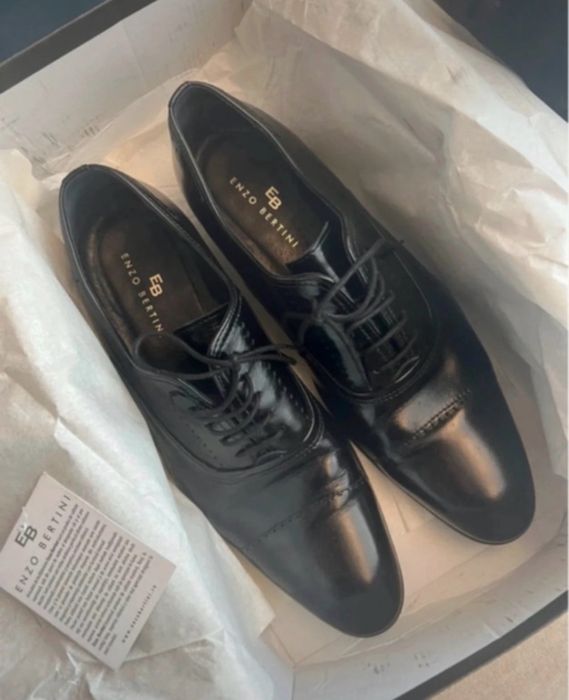 Pantofi barbati negru costum piele 41 enzo bertini