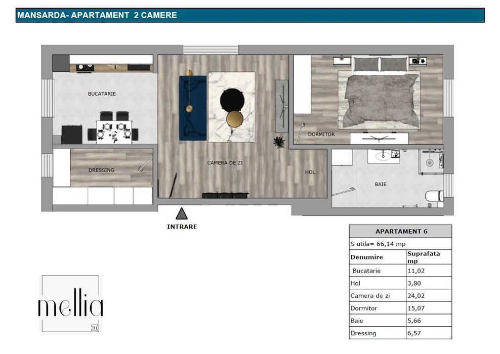 AP 2 Camere  - 66 MP + Boxa + Loc de Parcare
