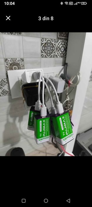SET 8 acumulatori 9v și 4400 mAh + cabluri încărcare usb tip C