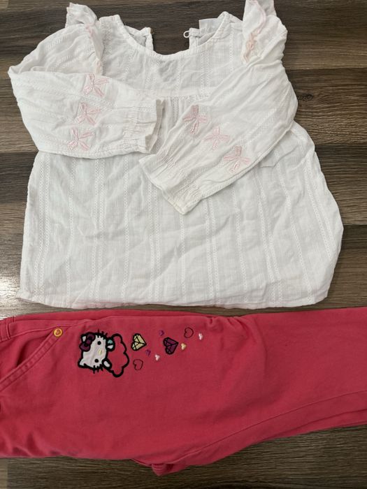 Bluzite elegante cu volanase si pantaloni fetita marime 86