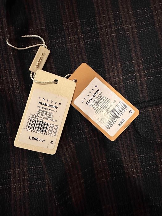 Costum bigotti slim - Carouri Maro Inchis (marime 46)