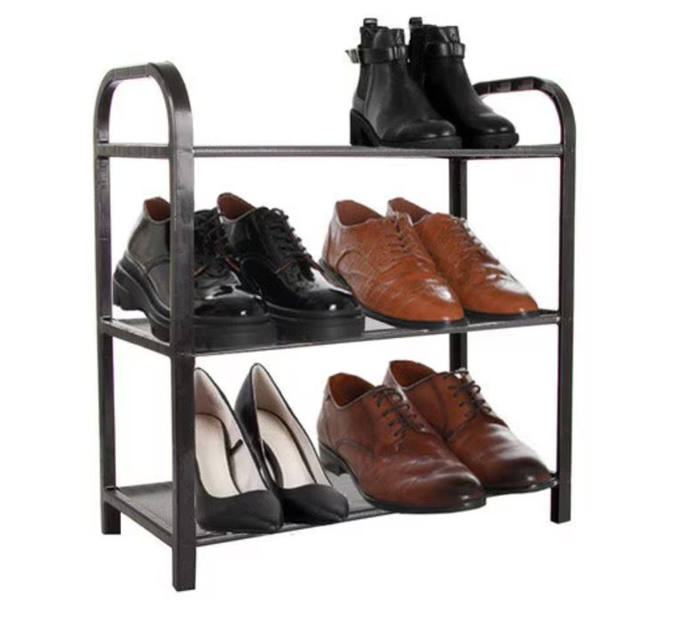 Raft incaltaminte, 3 niveluri, capacitate 6 perechi, culoare Negru