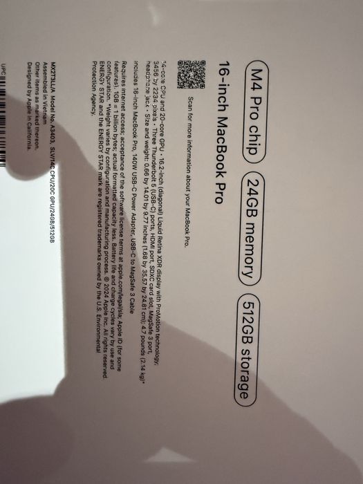 Apple Macbook pro 16” m4 pro 24/512 16 inch