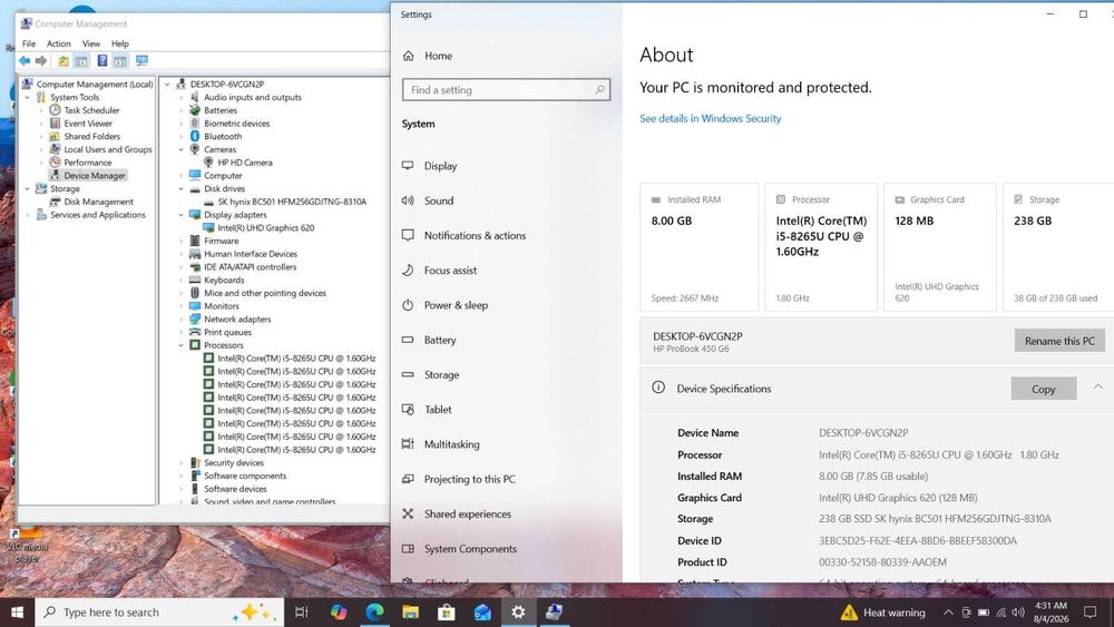 HP ProBook 450 G6 - i5-8265U