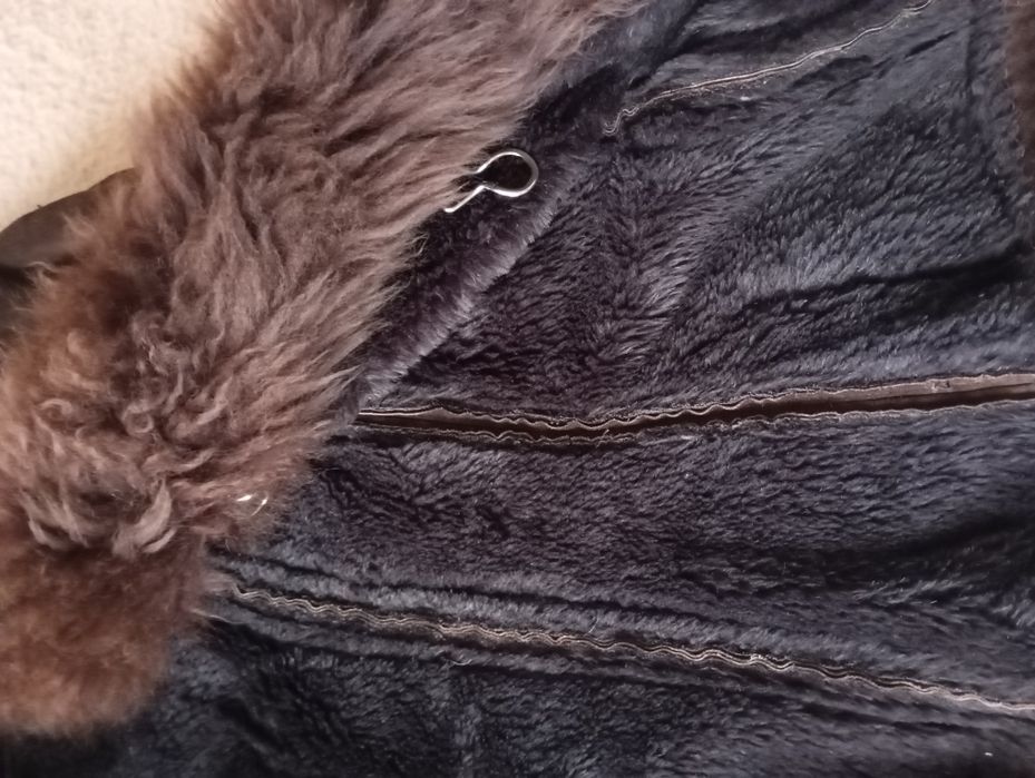 Cojoc maro cu blană groasă măr S-M